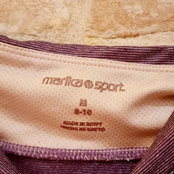 Marika Sport - Cropped Leggings - Sz M (8-10) - Purple / Gray Stripes - EUC - Picture 4 of 11
